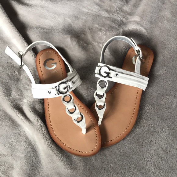 white guess sandals